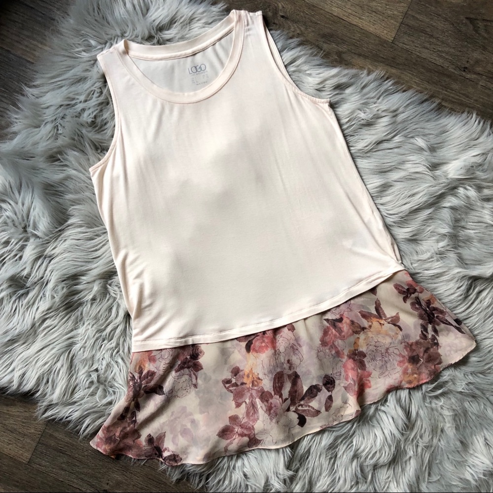 LOGO Lori Goldstein Tank with Floral Detail
